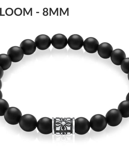 Matte Onyx Beaded Bracelet – 925 Sterling Silver, Unisex, 6/8/10MM Beads, S–XL, Elegant Gemstone Jewelry, Gift Included