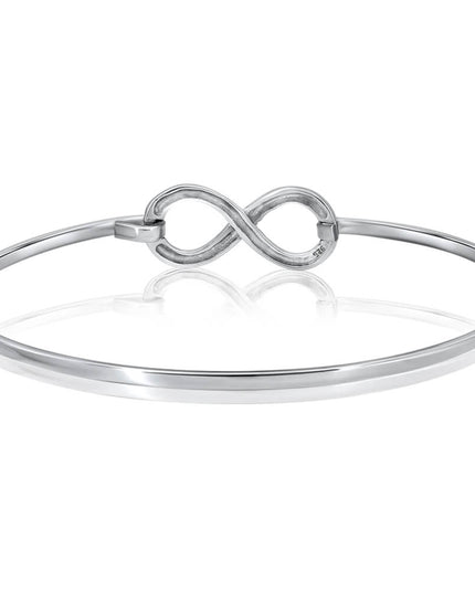 Infinity Bangle – 925 Sterling Silver, 2mm Wide, Adjustable Opening Bangle for Women & Girls