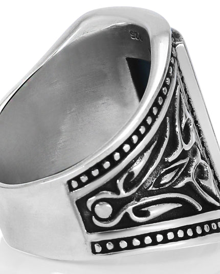 Malachite or Turquoise 925 Sterling Silver Ring – 20x13mm Stone, Sizes 8–15, Made in Thailand