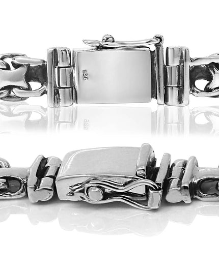 X Line Bracelet – 925 Sterling Silver 10mm Men’s Chain Bracelet with Double-Lock Safety