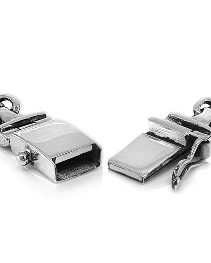 X Line Bracelet – 925 Sterling Silver 10mm Men’s Chain Bracelet with Double-Lock Safety