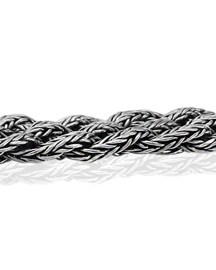 Victorian Flowers 925 Sterling Silver Braided Bracelet – 17mm Wide, Sizes 7–10.5, Made in Thailand