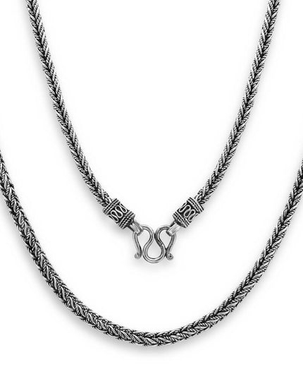 Braid Chain Sterling Silver Necklace – Solid 925, 4mm, 18–30” Lengths