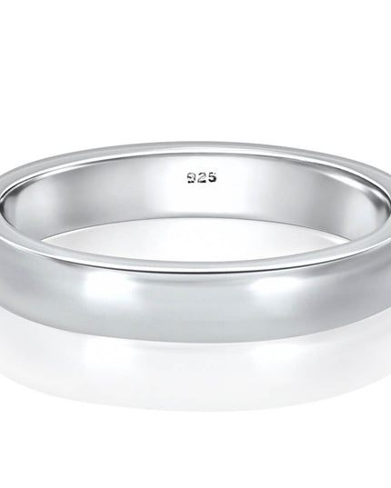 Classic Sterling Silver Band Ring – Solid 925 Silver Wedding Band, 4mm & 8mm Unisex Rings for Men & Women