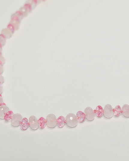 Rose Quartz Pink Topaz Necklace – Handcrafted with 14K Gold Corrugated Safety Clasp (Love & Healing Gemstones)