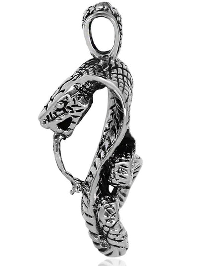 King Cobra 925 Sterling Silver Pendant – 39x18mm, 14g, Made in Thailand