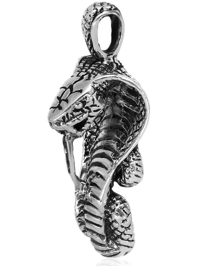 King Cobra 925 Sterling Silver Pendant – 39x18mm, 14g, Made in Thailand