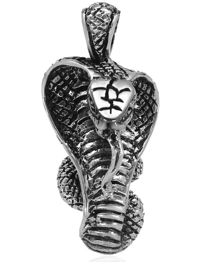 King Cobra 925 Sterling Silver Pendant – 39x18mm, 14g, Made in Thailand