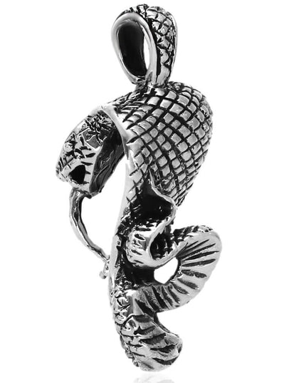 King Cobra 925 Sterling Silver Pendant – 39x18mm, 14g, Made in Thailand