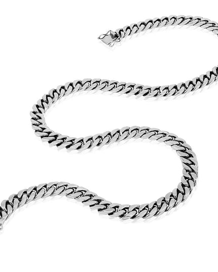 Cuban Chain 925 Sterling Silver Necklace – 10mm Wide, Double-Lock, Heavyweight, Lengths 18–30", Made in Thailand