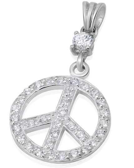 Crystal Peace 925 Sterling Silver Pendant with White Cubic Zirconia – 25mm Round, 7g, Made in Thailand