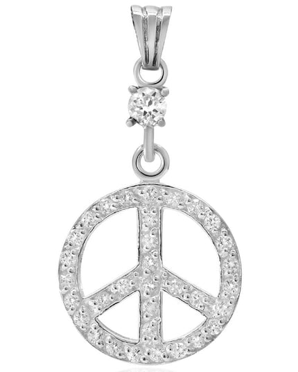 Crystal Peace 925 Sterling Silver Pendant with White Cubic Zirconia – 25mm Round, 7g, Made in Thailand