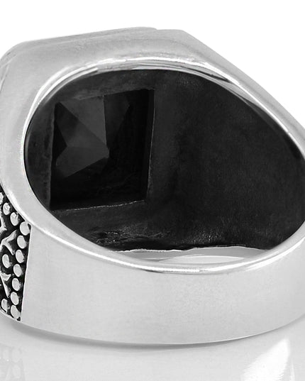 Onyx Signet 925 Sterling Silver Ring – Black Onyx 12x14mm, Sizes 8–15, Made in Thailand