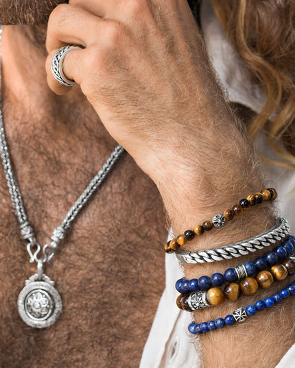 Golden Tiger Eye Gemstone Bracelet with 925 Sterling Silver – Bead Sizes 6mm, 8mm, 10mm, Unisex, S–XL