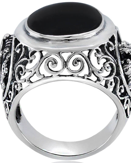 Onyx Dragon Ring – Solid 925 Sterling Silver Black Onyx Men’s Jewelry