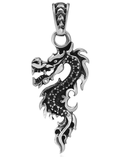 Black Dragon Pendant – 925 Sterling Silver with Black Cubic Zirconia