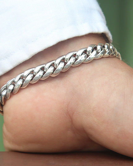 Elegant Chain 925 Sterling Silver Bracelet or Necklace – 8mm Wide, Double-Lock, Bracelet 6–10.5" / Necklace 15–30", Made in Thailand