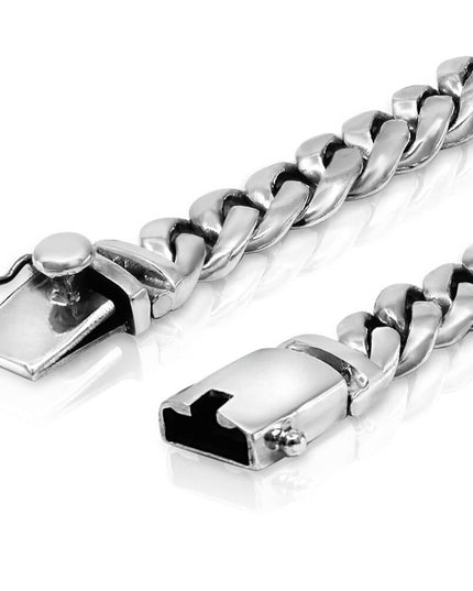 Elegant Chain 925 Sterling Silver Bracelet or Necklace – 8mm Wide, Double-Lock, Bracelet 6–10.5" / Necklace 15–30", Made in Thailand