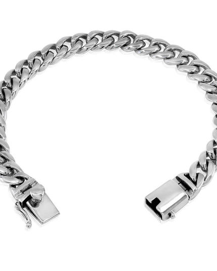 Elegant Chain 925 Sterling Silver Bracelet or Necklace – 8mm Wide, Double-Lock, Bracelet 6–10.5" / Necklace 15–30", Made in Thailand