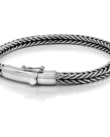 Slithering Silver 925 Sterling Silver Bracelet – 4mm Thick, Double-Lock, Sizes 7–10, Made in Thailand