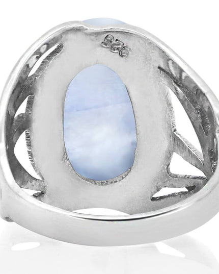 Moonlight 925 Sterling Silver Handmade Moonstone Ring – 20mm Wide, Sizes 6–15, Made in Thailand
