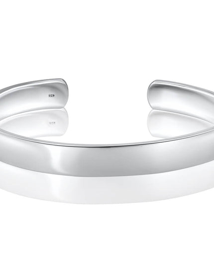 Classic Charm Sterling Silver Cuff Bracelet – Solid 925, Unisex Adjustable (9mm, 27g)