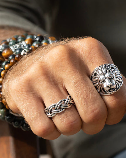 Braided Sterling Silver Ring – Solid 925 Unisex, Thin (5mm) or Thick (8.5mm)