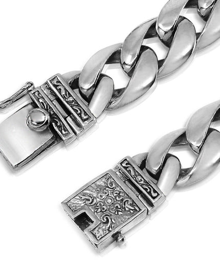 High Class Men’s Bracelet – Solid 925 Sterling Silver with Double-Lock Safety