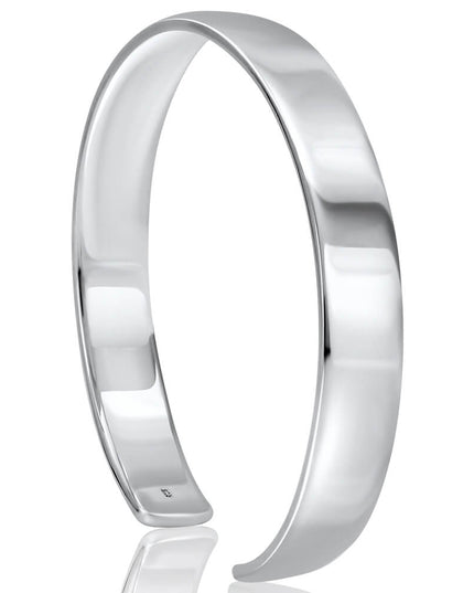 Classic Charm Sterling Silver Cuff Bracelet – Solid 925, Unisex Adjustable (9mm, 27g)