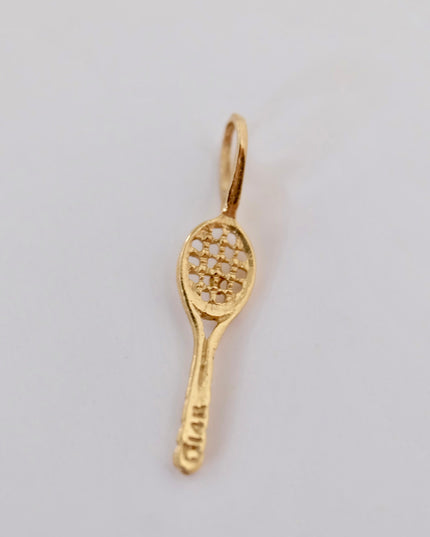 14K Gold Tennis Racket Charm – Vintage Sports Jewelry Pendant for Bracelets & Necklaces