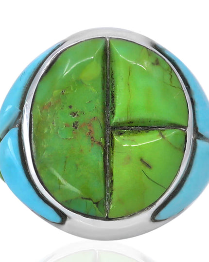 Green Turquoise Mohave Ring – Solid 925 Sterling Silver Statement Jewelry