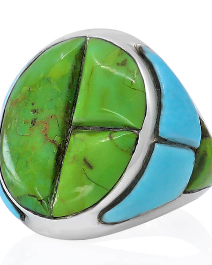 Green Turquoise Mohave Ring – Solid 925 Sterling Silver Statement Jewelry