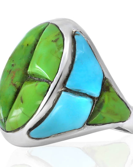 Green Turquoise Mohave Ring – Solid 925 Sterling Silver Statement Jewelry