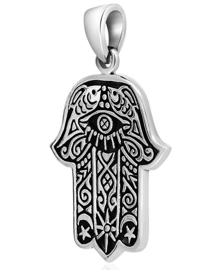 Hamsa 925 Sterling Silver Pendant – 1.5" x 1.1", 11g, Made in Thailand
