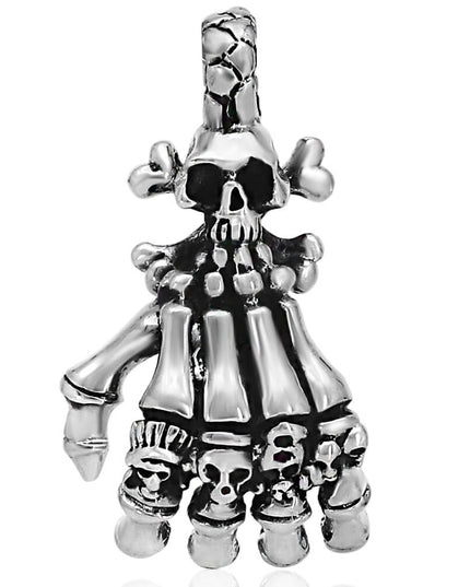 Skeleton Hand 925 Sterling Silver Pendant – 36mm x 20mm, 13.5g, Made in Thailand