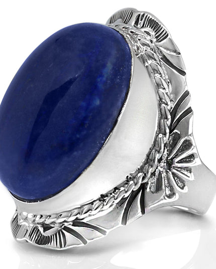Lapis Lazuli Ring – Handmade 925 Sterling Silver Blue Gemstone Statement Jewelry