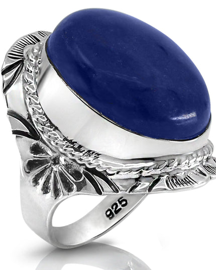 Lapis Lazuli Ring – Handmade 925 Sterling Silver Blue Gemstone Statement Jewelry