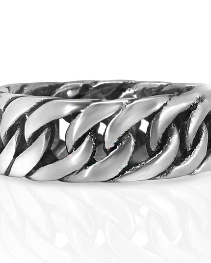 Silver Links 925 Sterling Silver Ring – 9mm Wide Band, Sizes 7–14, Made in Thailand