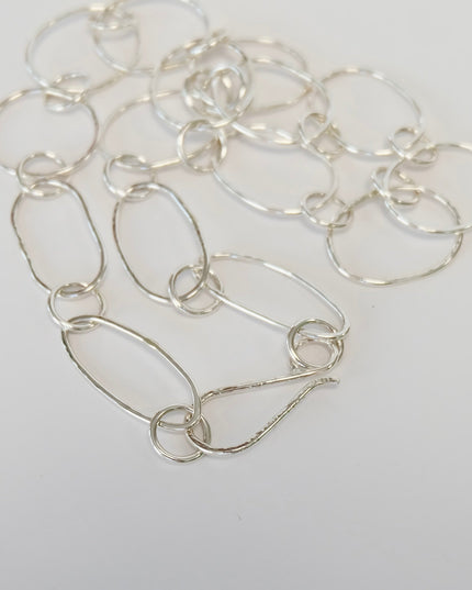 Handmade Sterling Silver Link Necklace – 18" Paperclip Chain with S-Hook Clasp
