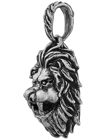 Silver Lion Pendant – 925 Sterling Silver, 24mm x 37mm, Braid/Roman Links/Rimini Chains, Majestic Jewelry