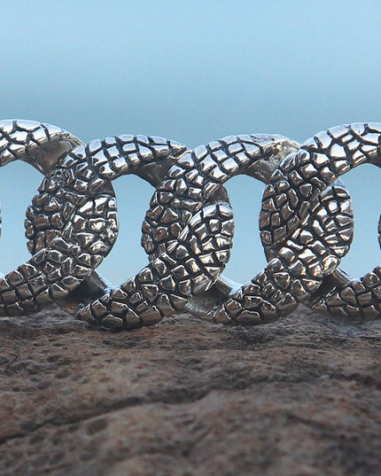 Lizard Skin Chain – Heavy 925 Sterling Silver Thick Link Necklace for Men