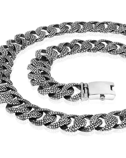 Lizard Skin Chain – Heavy 925 Sterling Silver Thick Link Necklace for Men