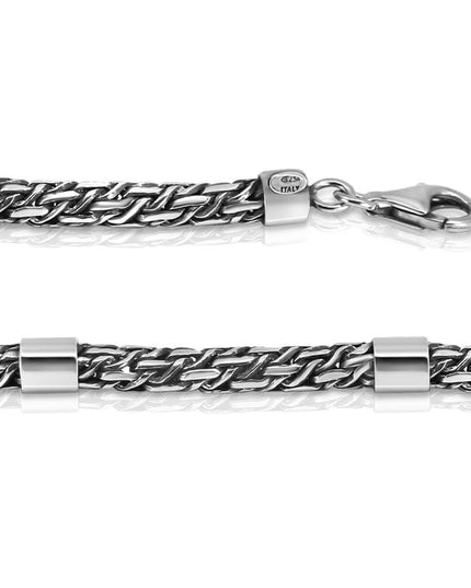 Roman Column Italian 925 Sterling Silver Bracelet – 4.5mm Thick, Lobster Clasp, Sizes 7–10, Made in Italy