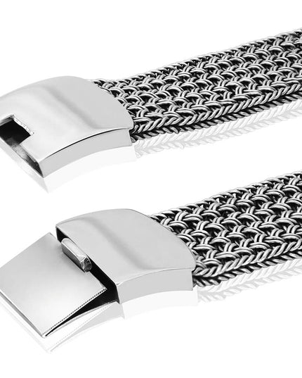 Wide Silver Net Bracelet – Solid 925 Sterling Silver Handmade Cuff