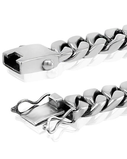 Cuban Chain 925 Sterling Silver Necklace – 10mm Wide, Double-Lock, Heavyweight, Lengths 18–30", Made in Thailand