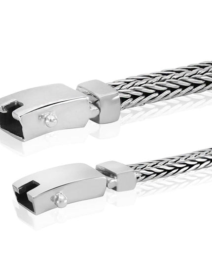 Small & Big 925 Sterling Silver Men’s Bracelet – 6.3mm & 8mm Options, Double-Lock, Sizes 7–10.5, Made in Thailand