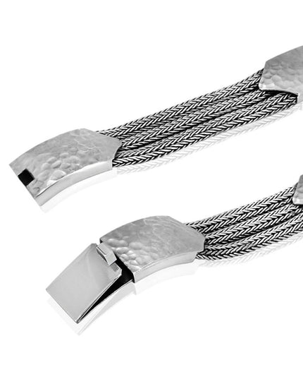 Sterling Trio Bracelet – 925 Sterling Silver Three-Braided Unisex Cuff, 7–10 Inch