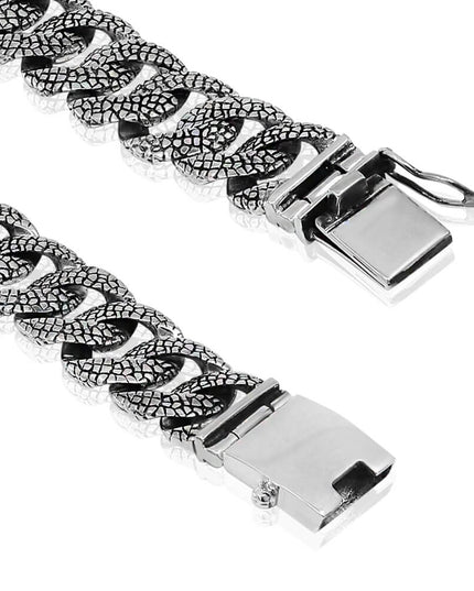 Lizard Skin 925 Sterling Silver Bracelet & Necklace – 17.5mm Wide, Double-Lock, Made in Thailand (Bracelet 7–10.5" / Necklace 18–28")