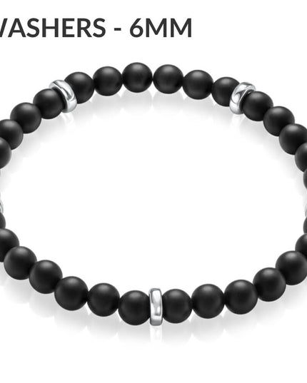 Matte Onyx Beaded Bracelet – 925 Sterling Silver, Unisex, 6/8/10MM Beads, S–XL, Elegant Gemstone Jewelry, Gift Included