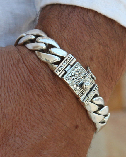 High Class Men’s Bracelet – Solid 925 Sterling Silver with Double-Lock Safety